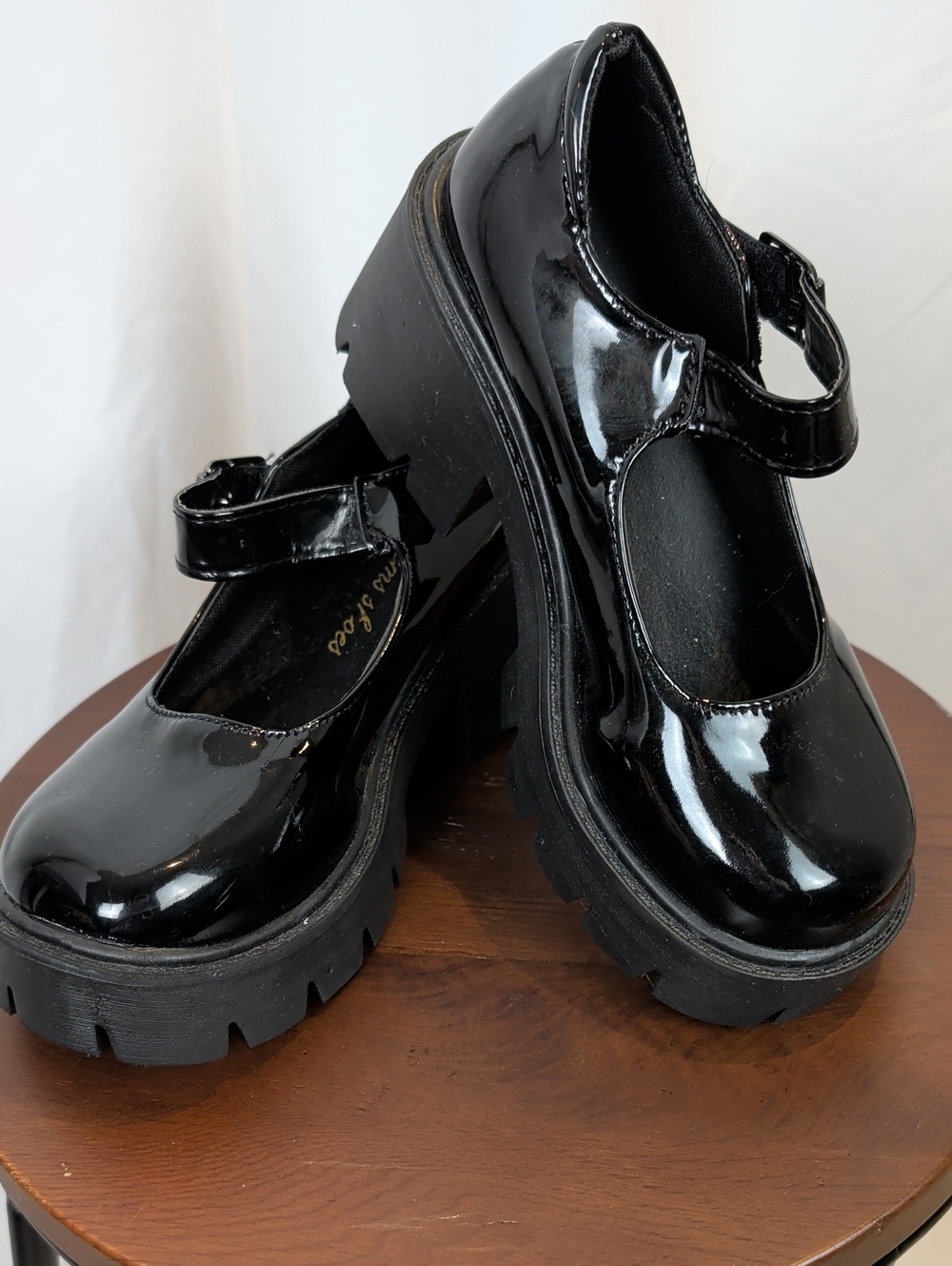 Patent Mary Jane Platform Shoes Black 35